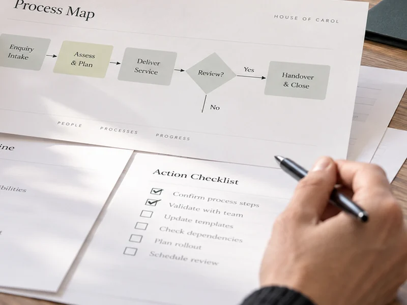 Working materials representing Complaints & Redress Process Design.